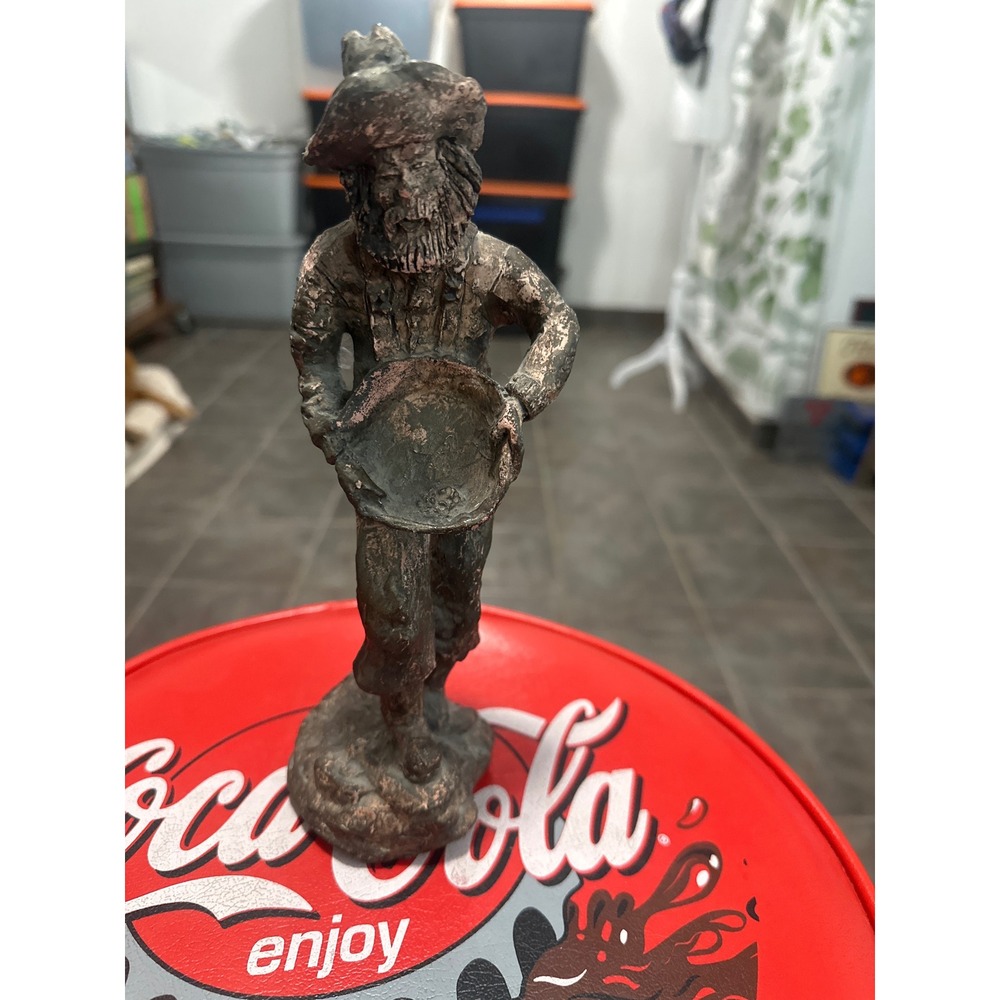 Vintage Copper Gold Miner Prospector Figurine Panning Statue Western Decor 8.5"